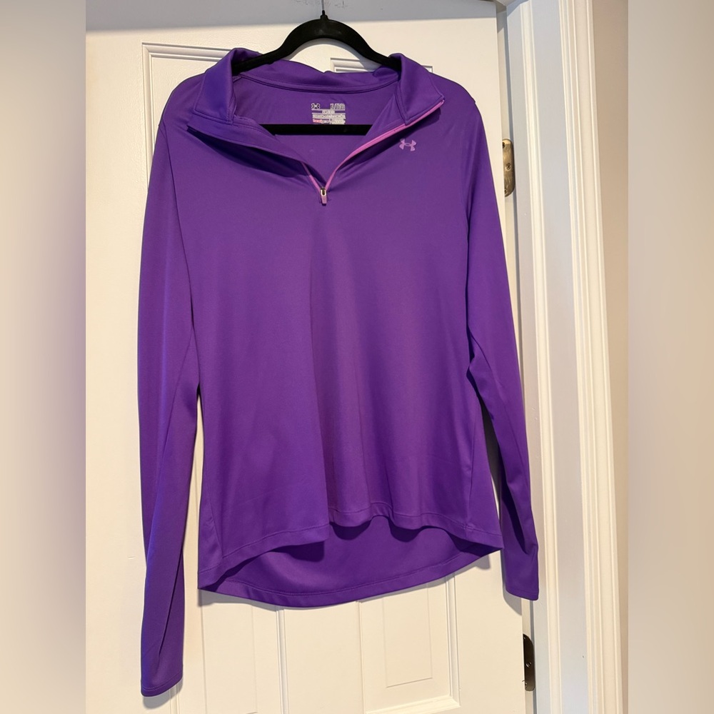 Under Armour Purple HeatGear 1/4 Zip Pullover Top XL - Picture 1 of 8